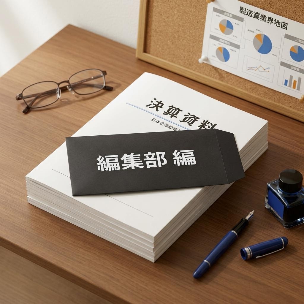 教材と万年筆が並ぶ編集部のデスク